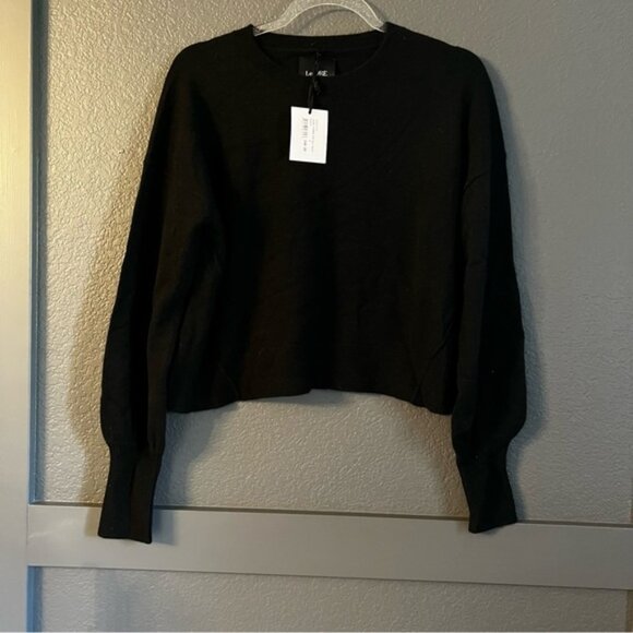 NWT Le Ore Palermo cashmere crew neck sweater black bandier Medium - Picture 1 of 5